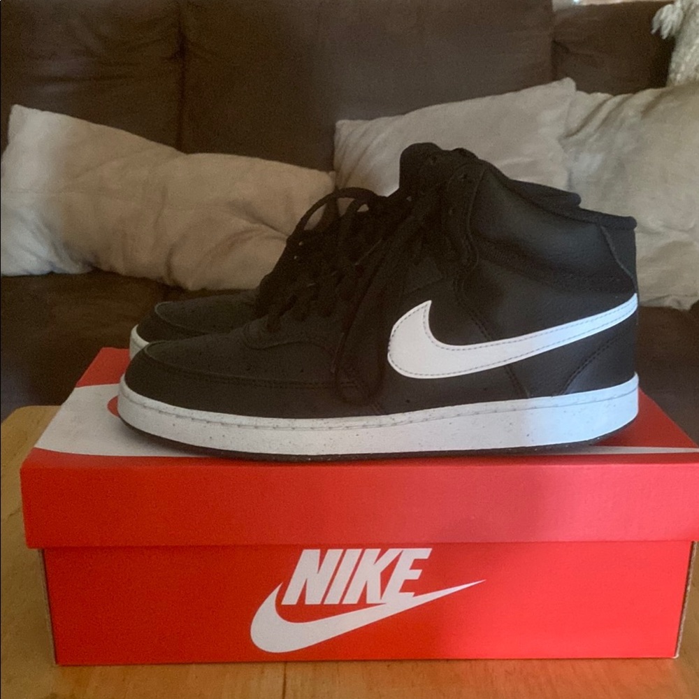 Nike Court Vision Shoes (Black and White)